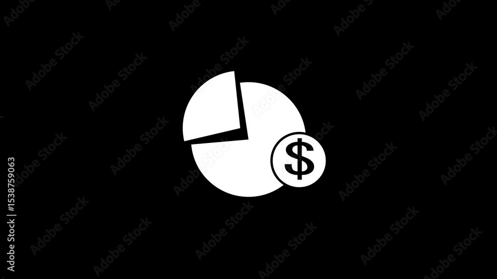 Poster pie chart, financial graph chart icon animation. round chart with dollar sign.