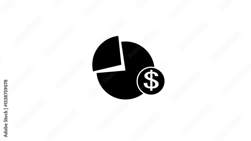 Poster pie chart, financial graph chart icon animation. round chart with dollar sign.