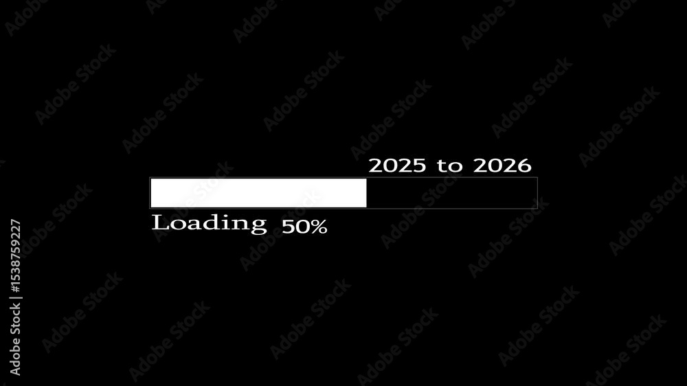 Aufkleber loading icon 4k animated 2024-2025, new year concept.new year 2026 loading bar animation. year chang