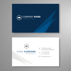 Business card flat design blue template vector