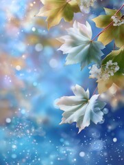 Colorful leaves with soft bokeh background creating a serene and tranquil atmosphere in nature