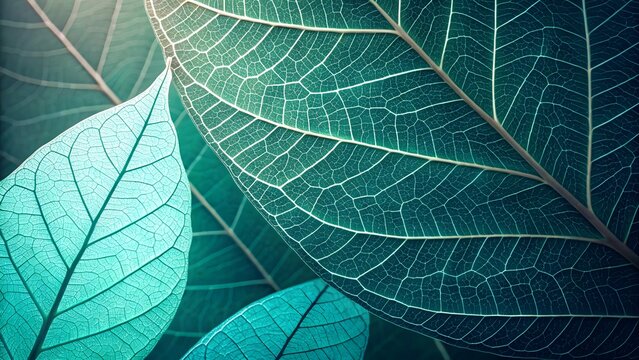 Closeup of vibrant green leaves with detailed veins