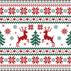 Snowman and Cottage Winter Scene - Pixel Christmas Background
