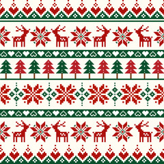 Festive Holiday Reindeer and Trees Pattern - Nordic Pixel Design
