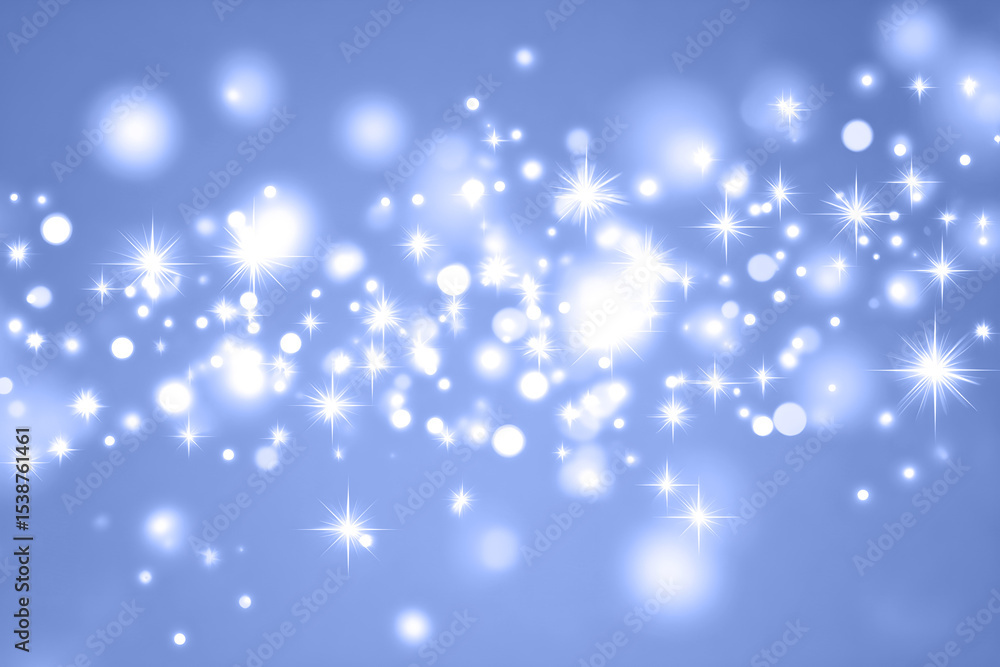 Poster soft blue background with sparkling bokeh lights creating a dreamy atmosphere, ideal for festive des