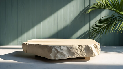 A flat rock podium for product showcasing and mockup,Minimal stage for product mockup