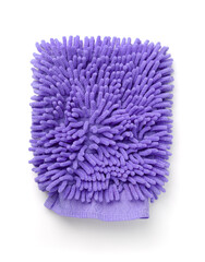 Top view of blue microfiber wash mitt