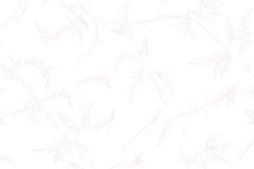 Fototapeta premium Pale Thistle Branch Silhouette Seamless Pattern leaves