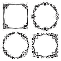 Decorative Floral Frames Set Collection - Symmetrical Designs for Crests and Coats of Arms
