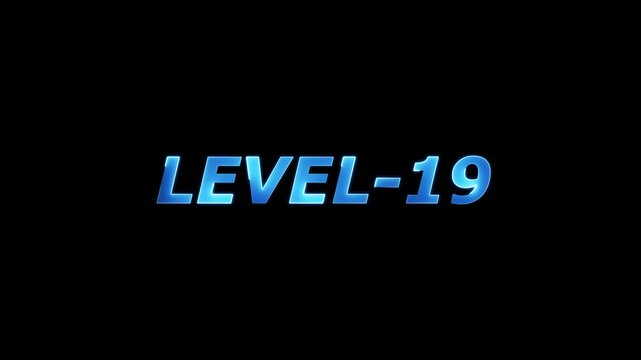 Illuminated blue text that shows the level 19 on a dark black background