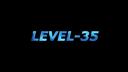 Animated level 35 text on black background perfect for gaming and user interface