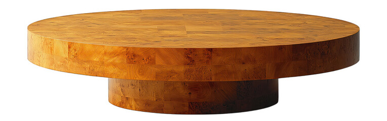Round wooden display stand with pedestal base