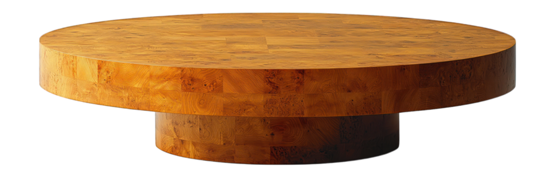 Round wooden display stand with pedestal base