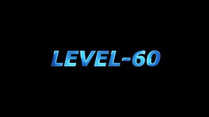 Animated blue level 60 text glowing against a black background perfect for gaming - Powered by Adobe
