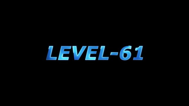 Animated level 61 text with glowing blue effect against a black background