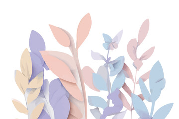 Pastel Pink Blue Purple Botanical Leaf Branches vector