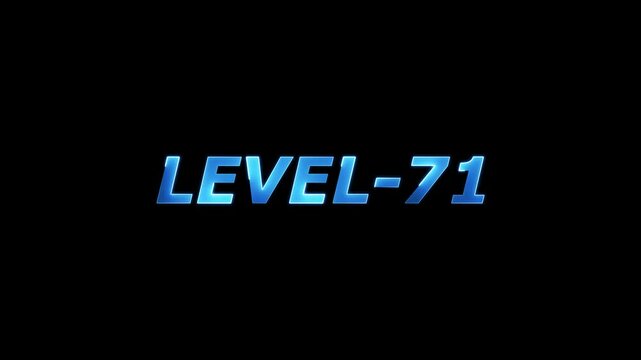 Glowing blue text displaying level 71 on a black background with futuristic design