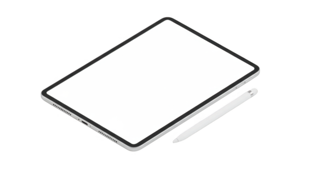 Realistic Tablet with Stylus PNG Image Perfect for Design Projects