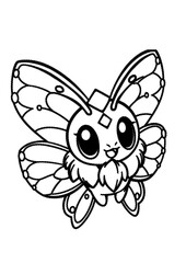 Cute moth coloring page for kids