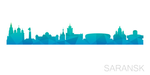 Saransk, Mordovia, Russia Low Poly Skyline Clip Art City Design. Geometric Polygon Graphic Horizon Icon. Vector Illustration Symbol.