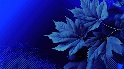 Blue leaves on a vibrant background with abstract patterns and textures for creative design