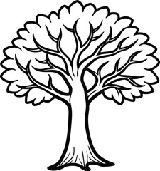 brown tree vector line art 
