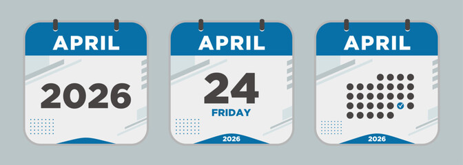 Modern Calendar icon. April. 2026 24 day. The concept of waiting for an important date. Day calendar with date April 24. Cheklist day calendar. Vector illustration