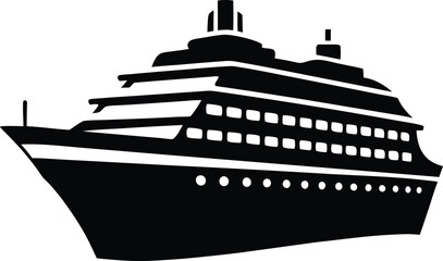 Obraz premium Vector of silhouette of cruise ship