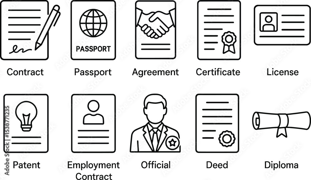 Poster business icons set in vector style for web media and design use