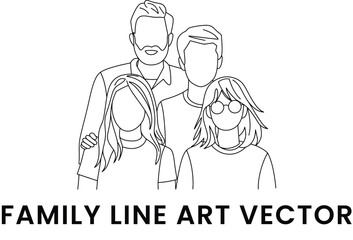 Happy Family Line Art Vector Illustration Minimalist Design Simple Graphic Modern Style Perfect for 
