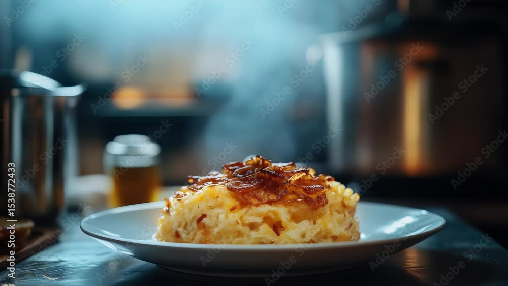 Poster a plate of mashed potatoes served on a table