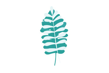 Teal and White Tropical Leaf Illustration Simple Botanical Design Element