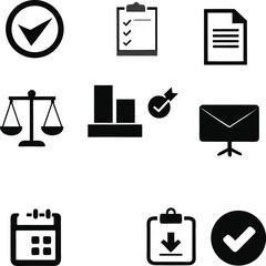 Business and Productivity Management Silhouette Icon Set