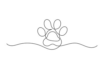 Dog Paw One Line Minimalist Vector Outline Illustration