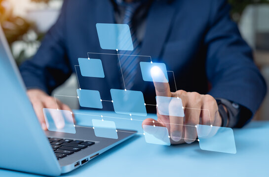 Digital technology streamlines business processes through workflow automation, enabling hierarchical flowchart management and structured organizational planning.