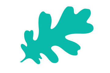 Obraz premium Teal Single Oak Leaf Silhouette on White Background