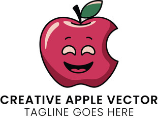 Happy Red Apple Cartoon Character Vector Illustration Design cute logo icon food fruit sweet image  