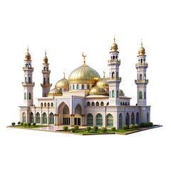 Obraz premium Beautiful and realistic Mosque with white background
