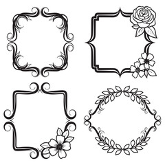 Vintage Monochrome Decorative Floral Border Packs
