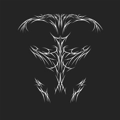 Neo-tribal tattoo symmetry, sigilism, futuristic Y2K with abstract shapes and intricate patterns — perfect for logos, body tattoos, t-shirts, and decorations.
