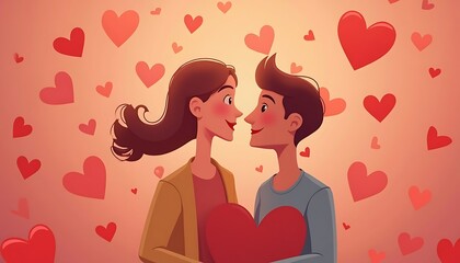 Couple with Heart Romantic Background