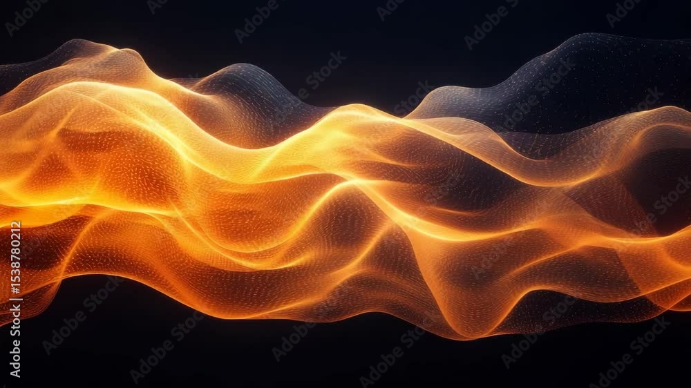 Poster dynamic abstract flames and particles animation with glowing waves