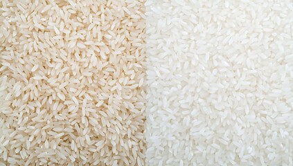 Brown and White Rice Grains Comparison A Detailed Close Up View of Uncooked Rice