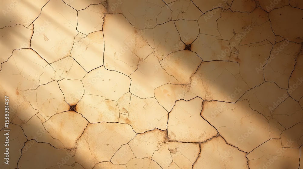 Poster cracked surface with light and shadow creating an abstract and textured background.