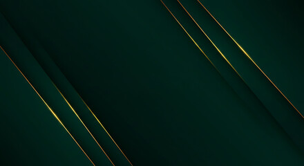 A dark green background with gold lines running diagonally across the frame