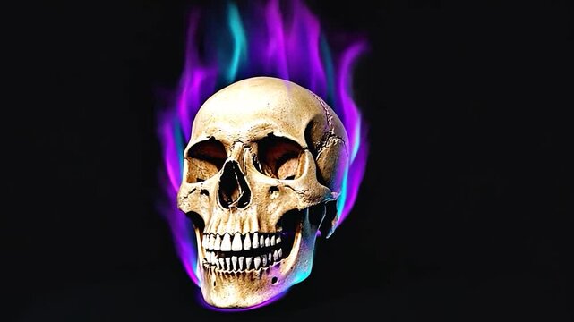 Spooky human skull on black background, vector illustration of death, danger and pirate fear