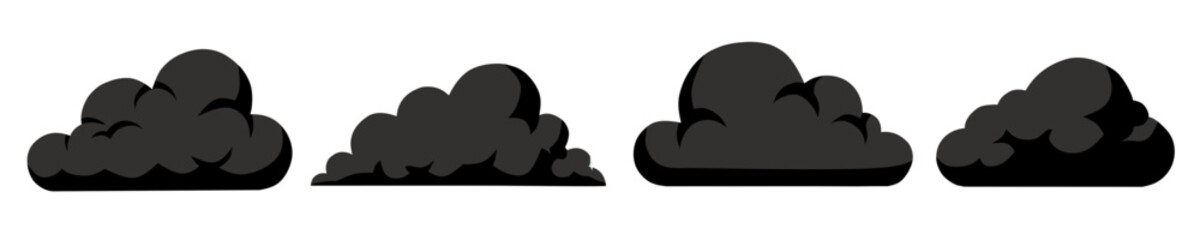 Dark Rain Clouds Vector Icons Set
