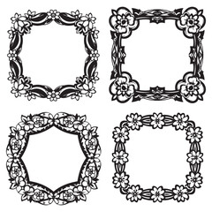 Modern Outline Decorative Floral Frames Set Collection
