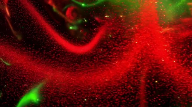 Beautiful green and red color glowing trapcode particular effect, motion video background adobe after effect project, generative AI