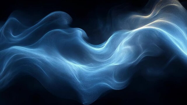 Abstract Blue Smoke Waves Creation with Dynamic Flow Visual Effects
